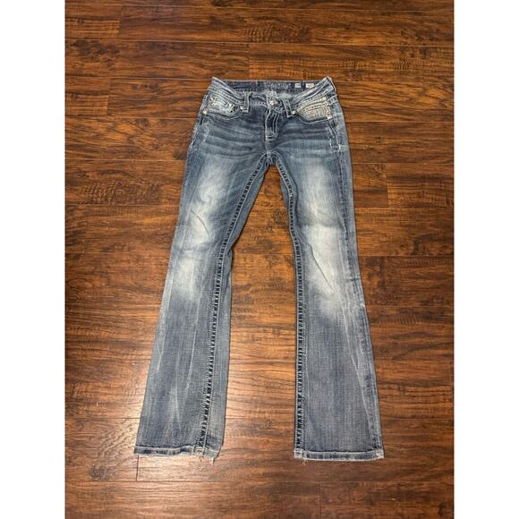 Miss Me Jeans Womens 28x33 Blue Signature Boot Bootcut Embellished - Picture 6 of 11